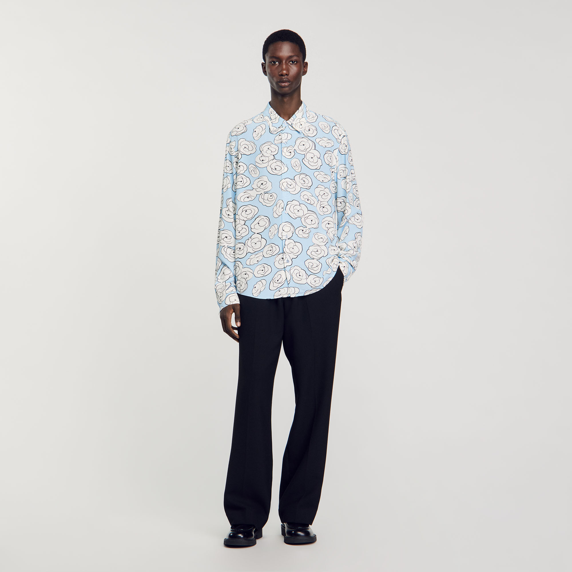 Camellia motif shirt