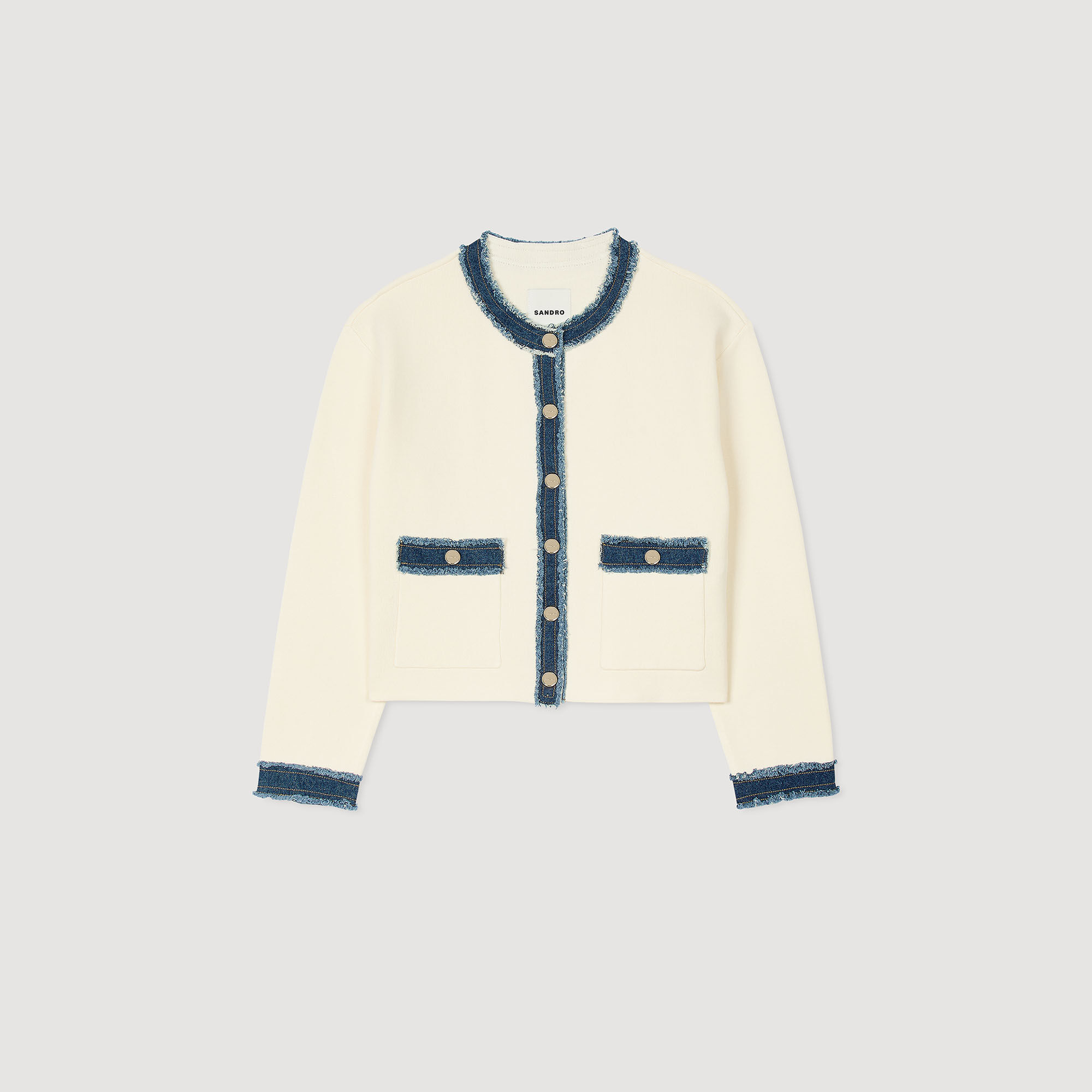 Cardigan with denim details