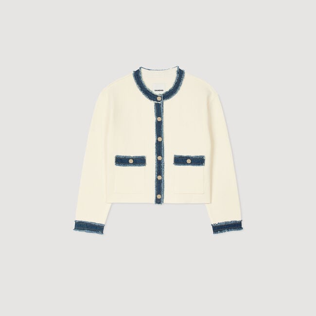 Cardigan with denim details