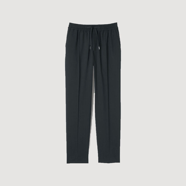 Elasticated straight-leg trousers