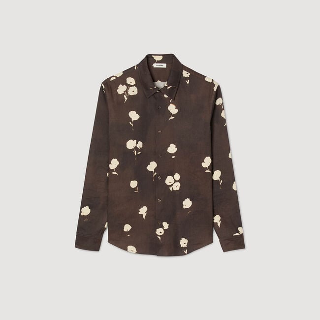 Floral print linen shirt