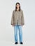 Check coat with velvet collar