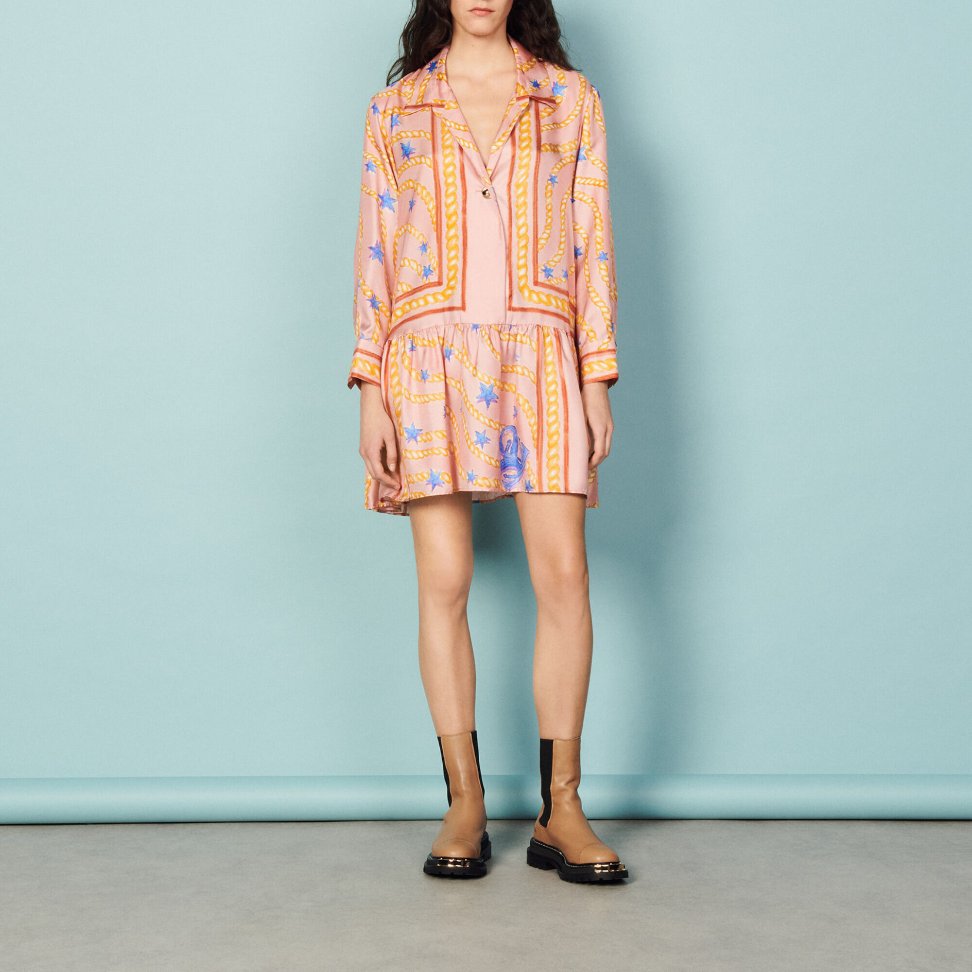 Printed silk dress