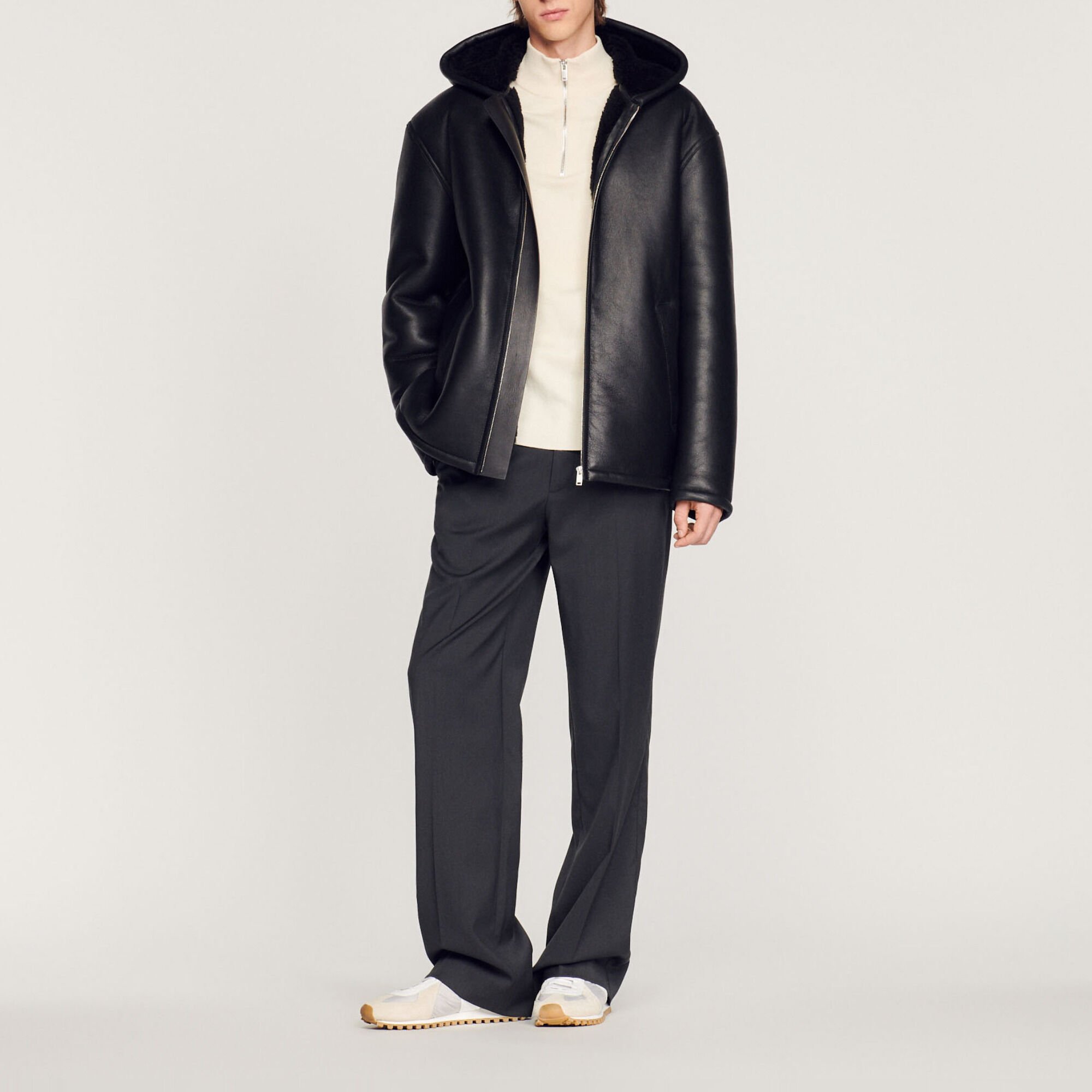 Hooded sheepskin jacket