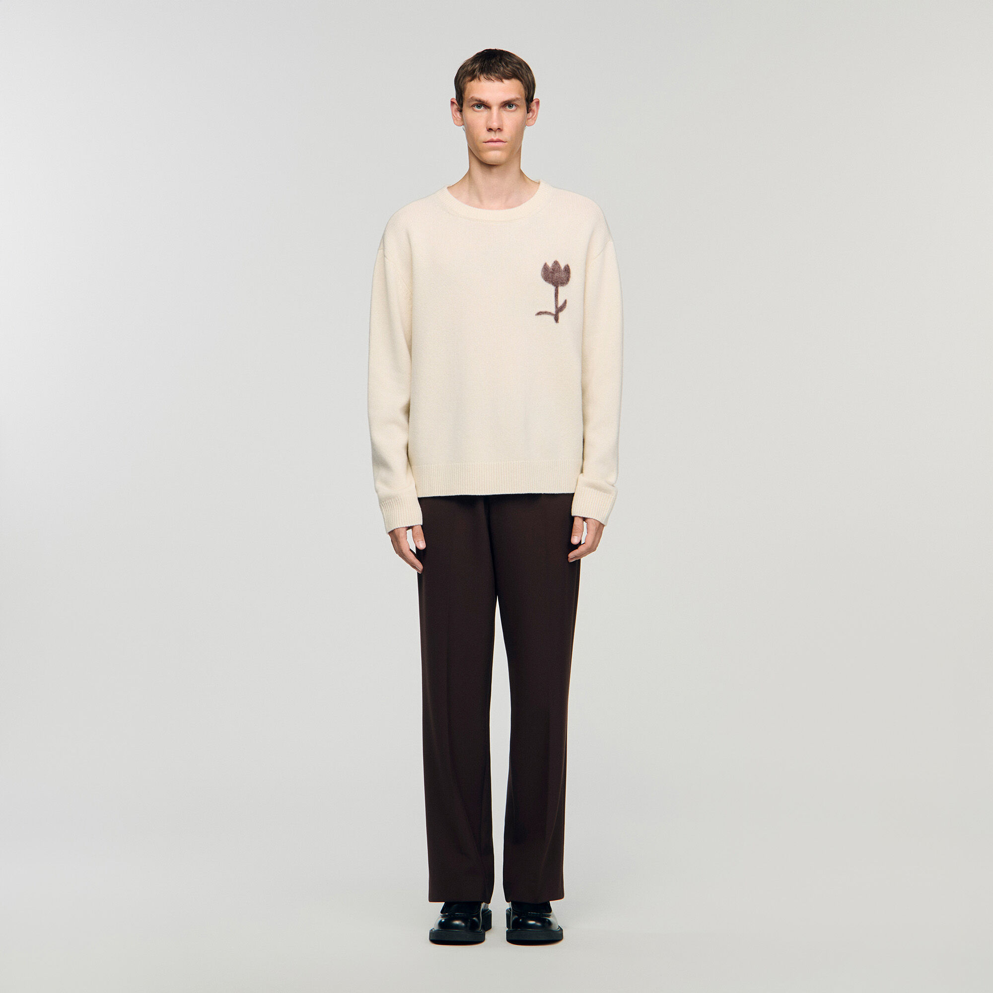 Wool jumper with flower detail