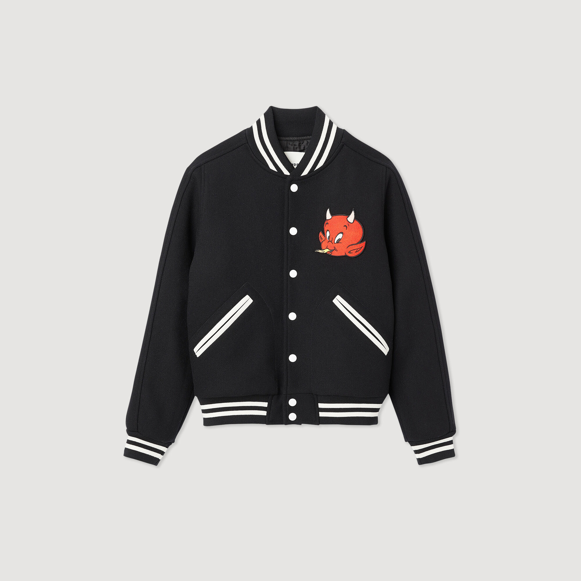 Hot Stuff wool cloth varsity jacket black / gray for Men