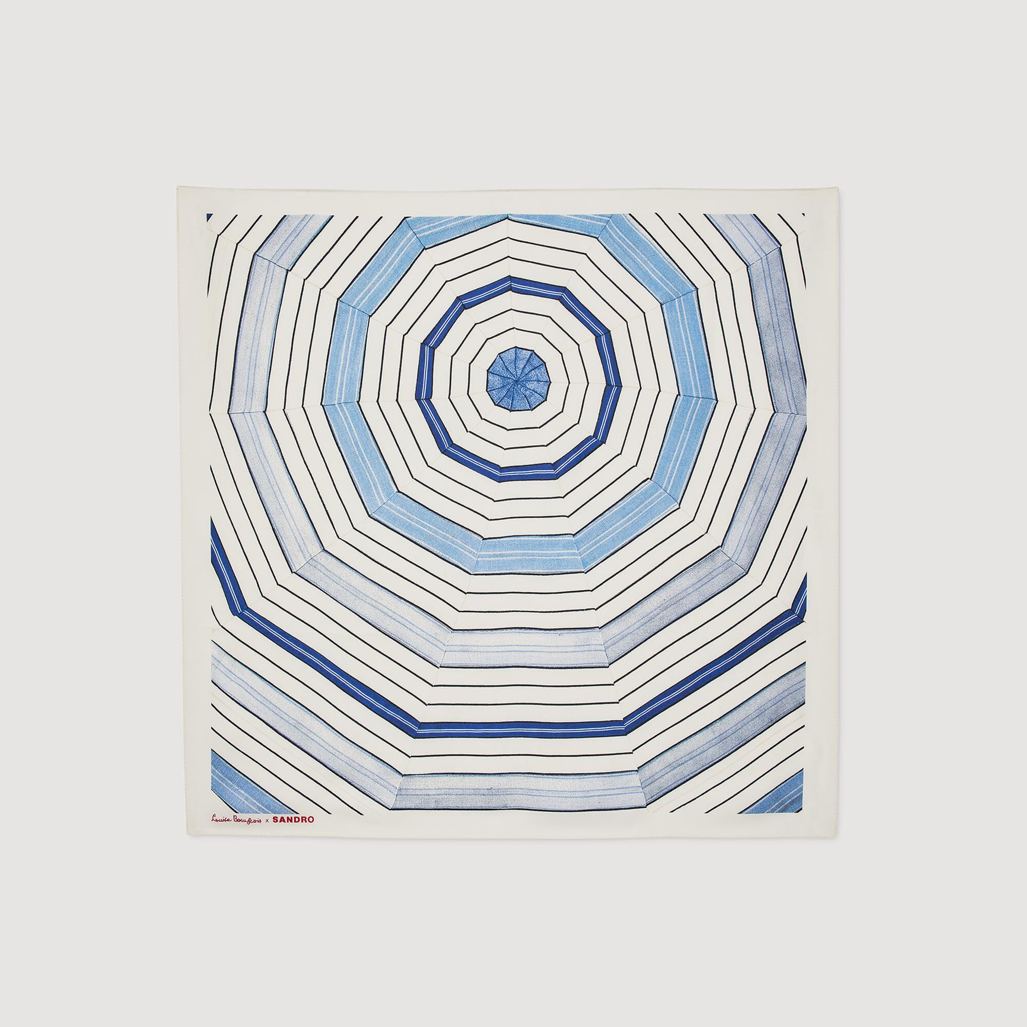 パリ発★コットン★イギリス刺繍★ SANDRO Striped silk scarf blue For Women | Sandro Paris