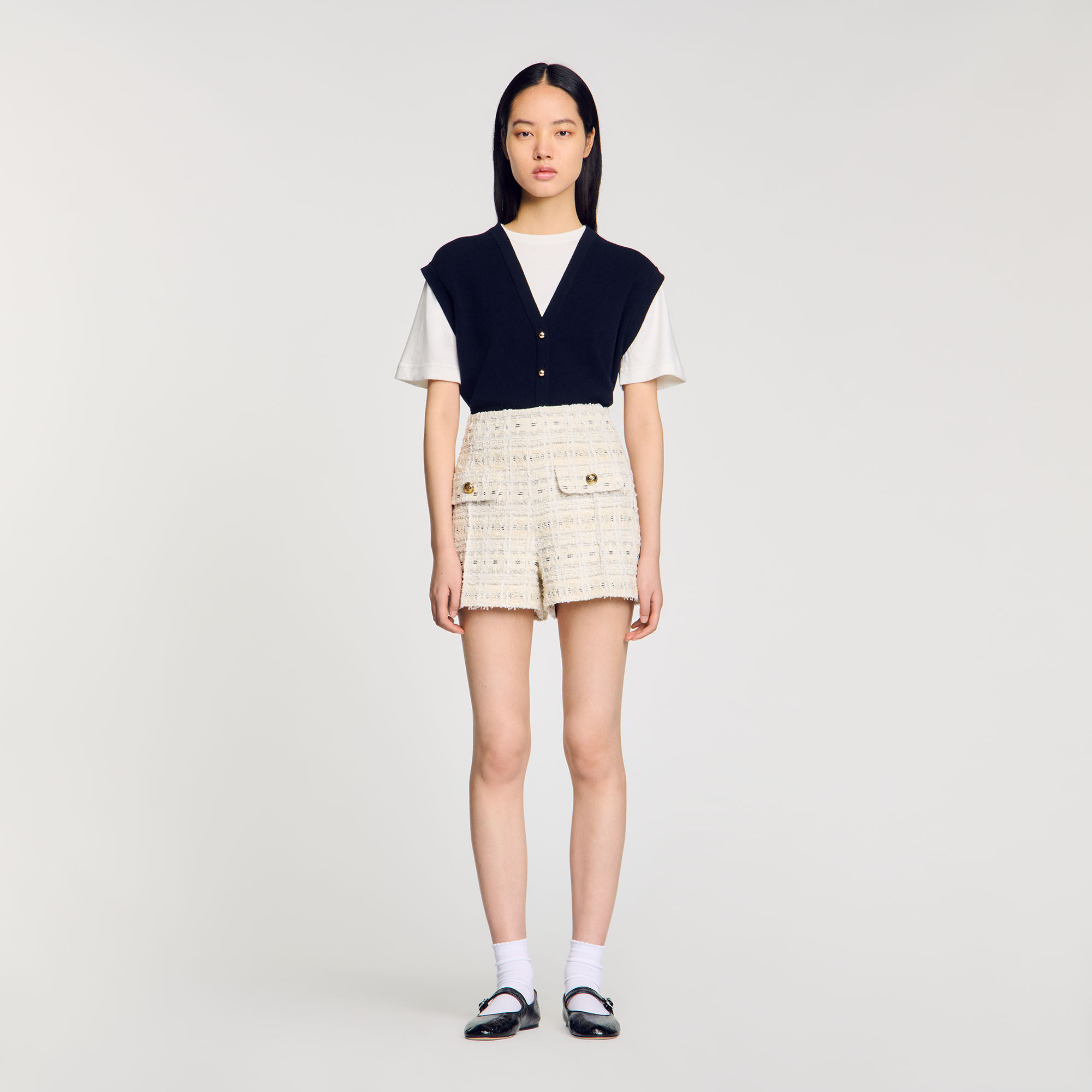 Decorative tweed shorts