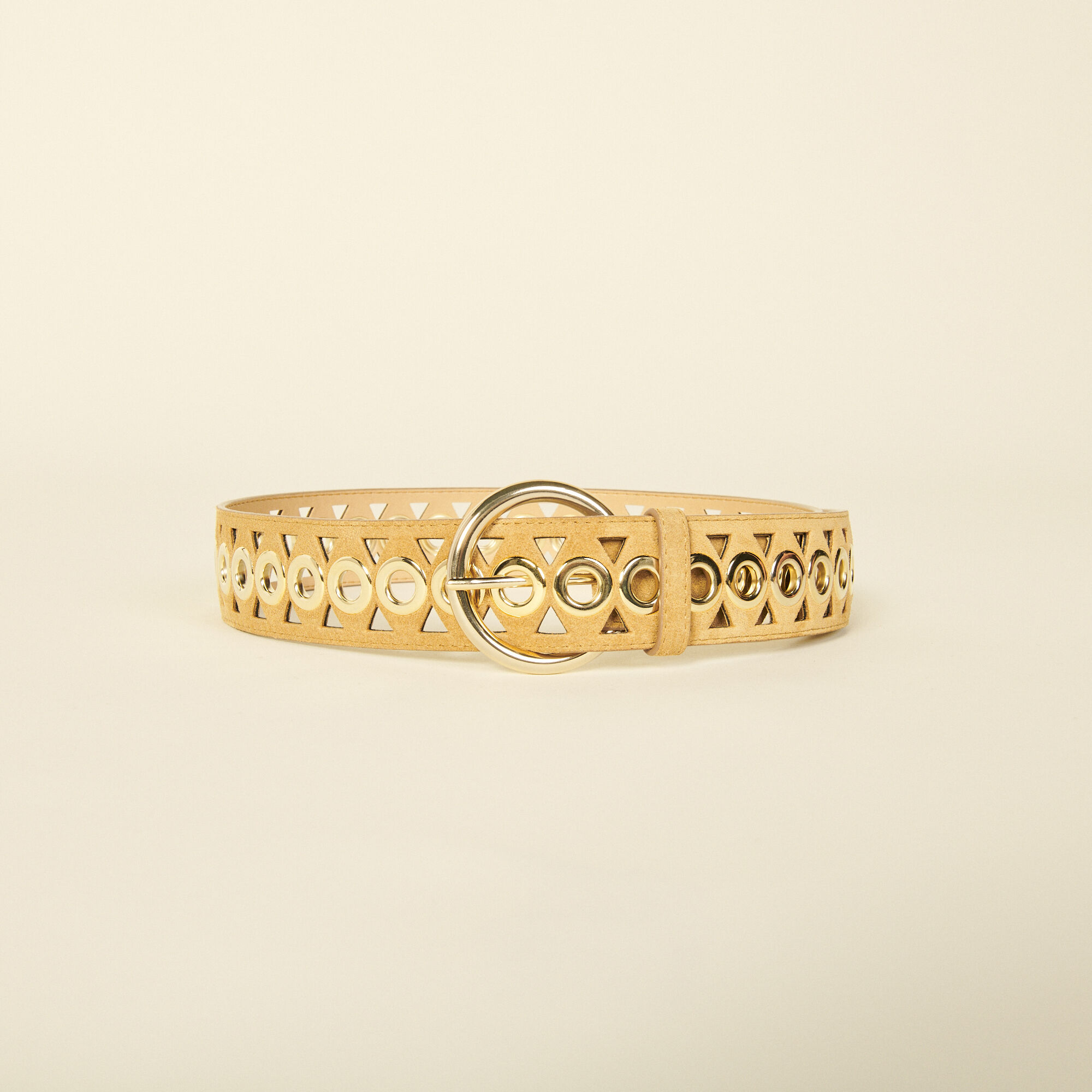 Leather belt with eyelets