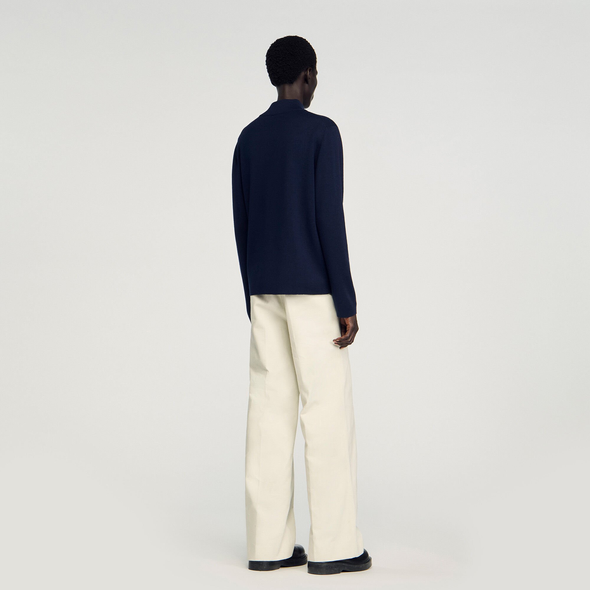 Wool jumper with zip collar