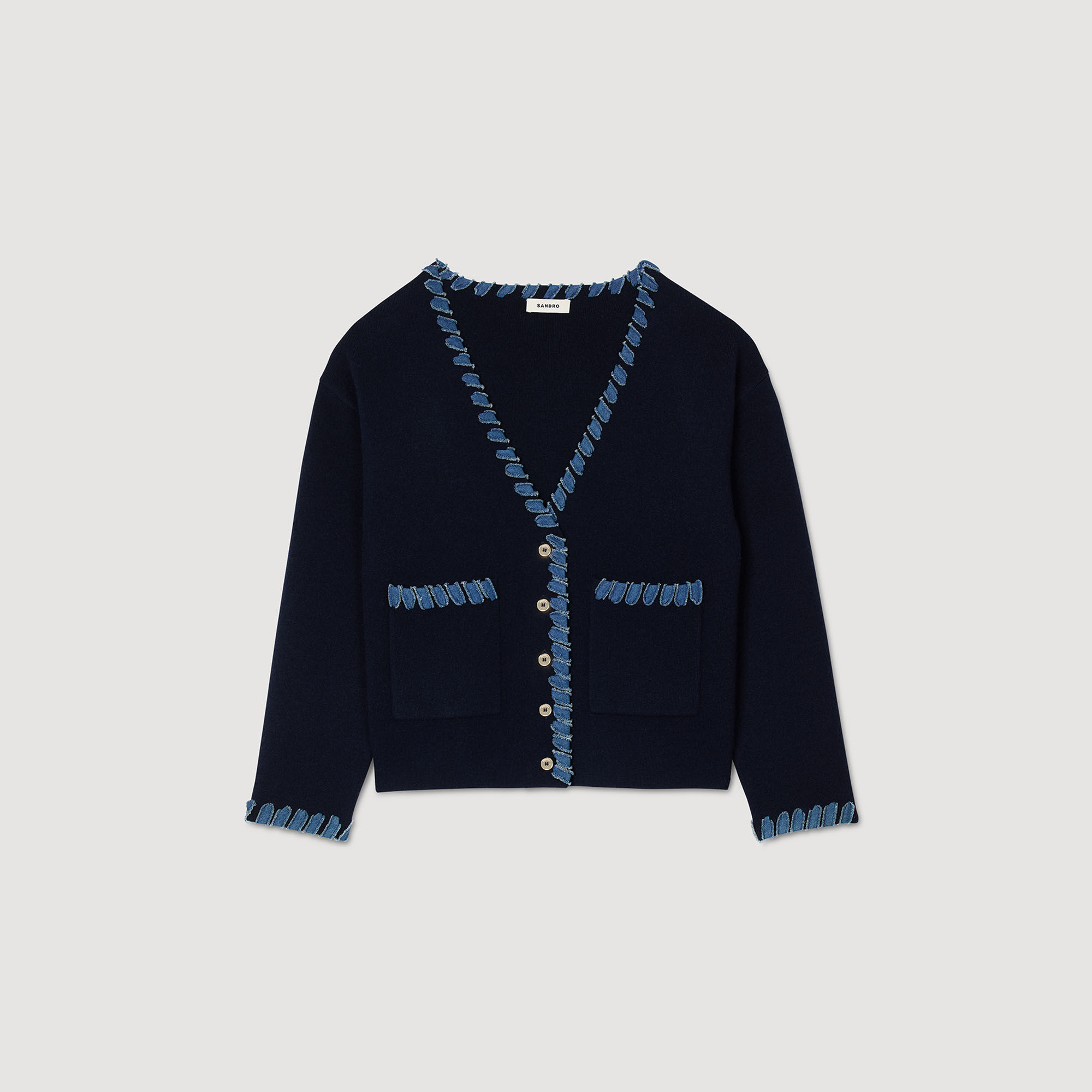 Cardigan with denim details
