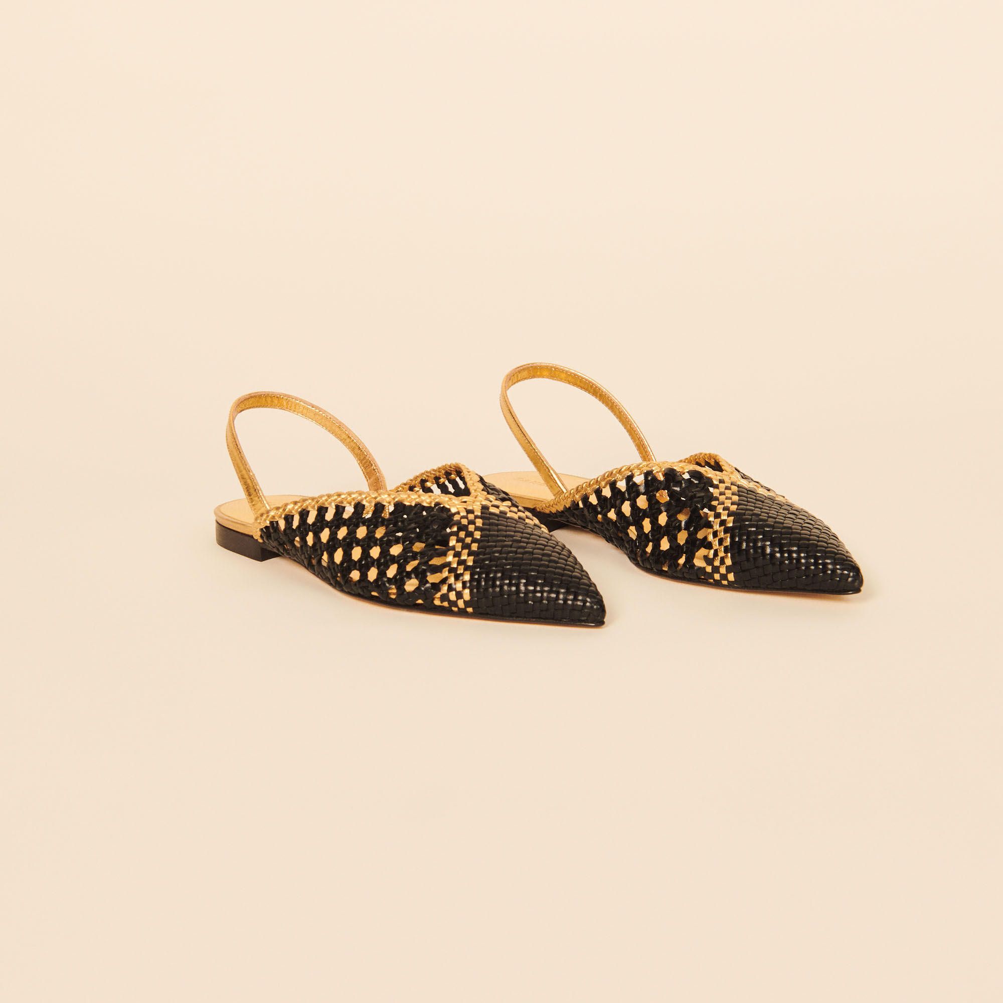 Woven leather slingbacks online