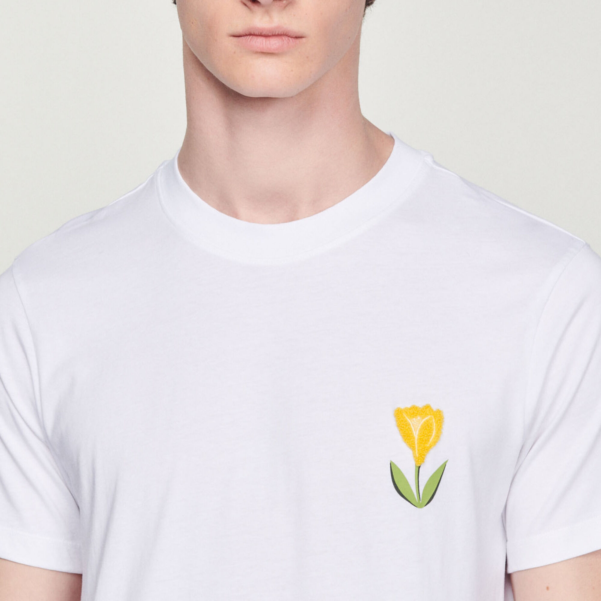 Cotton T-shirt with tulip embroidery