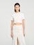 Cropped pointelle knit cardigan