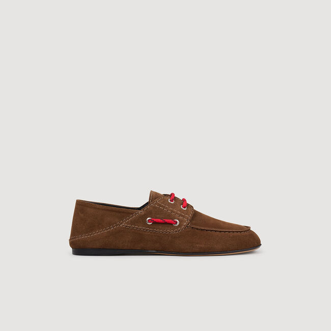 Suede lace-up boat shoes