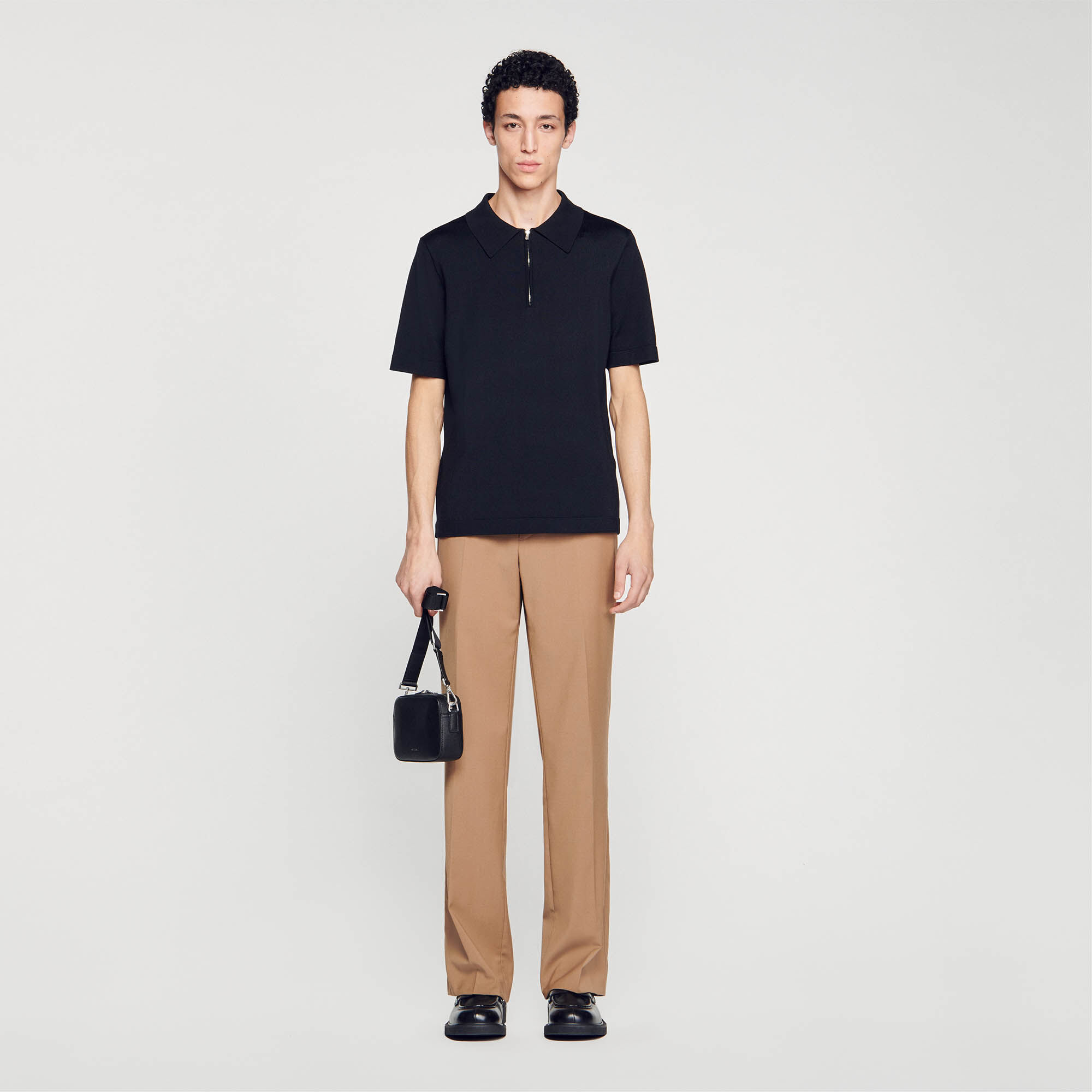 Black polo hot sale brown pants