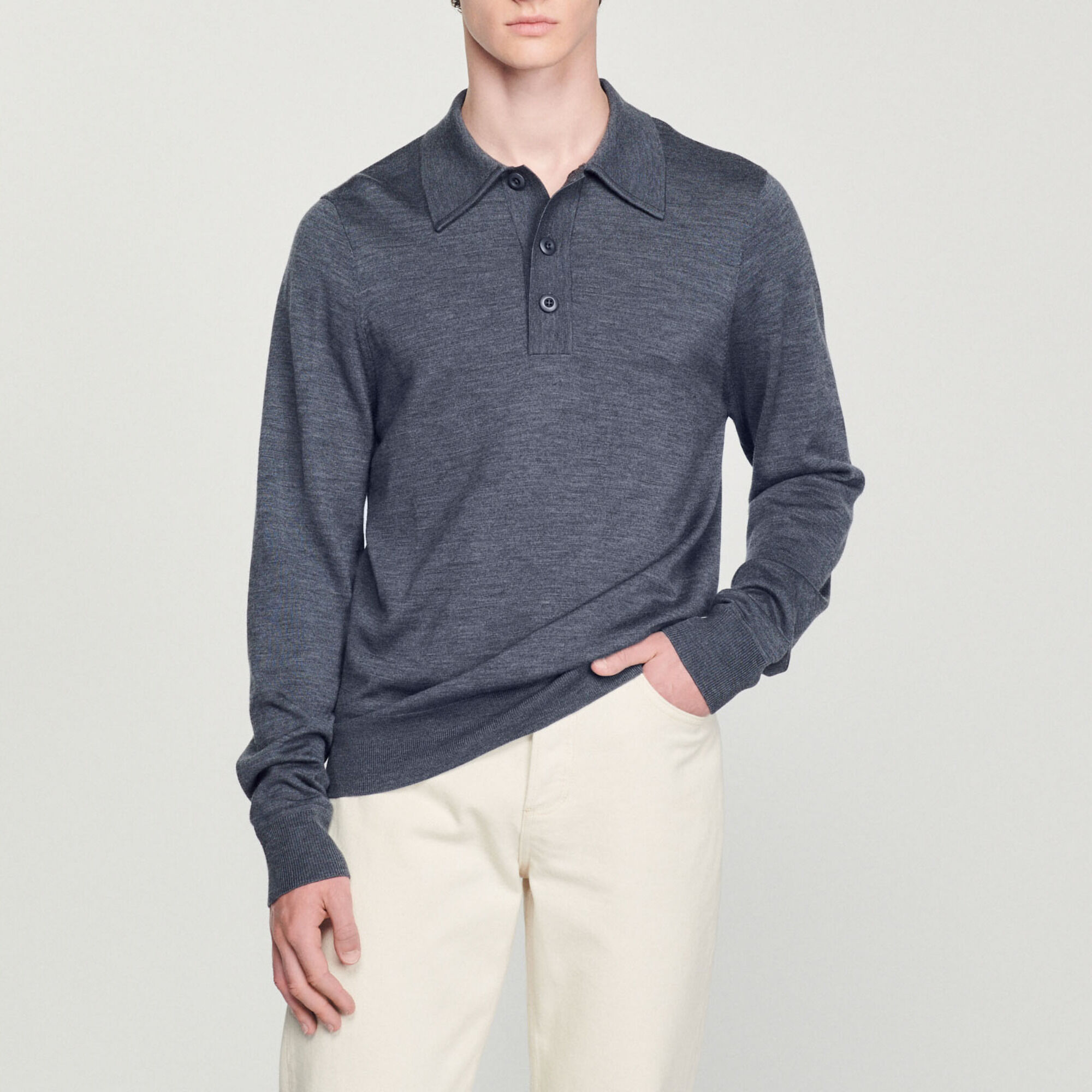 Merino wool polo shirt