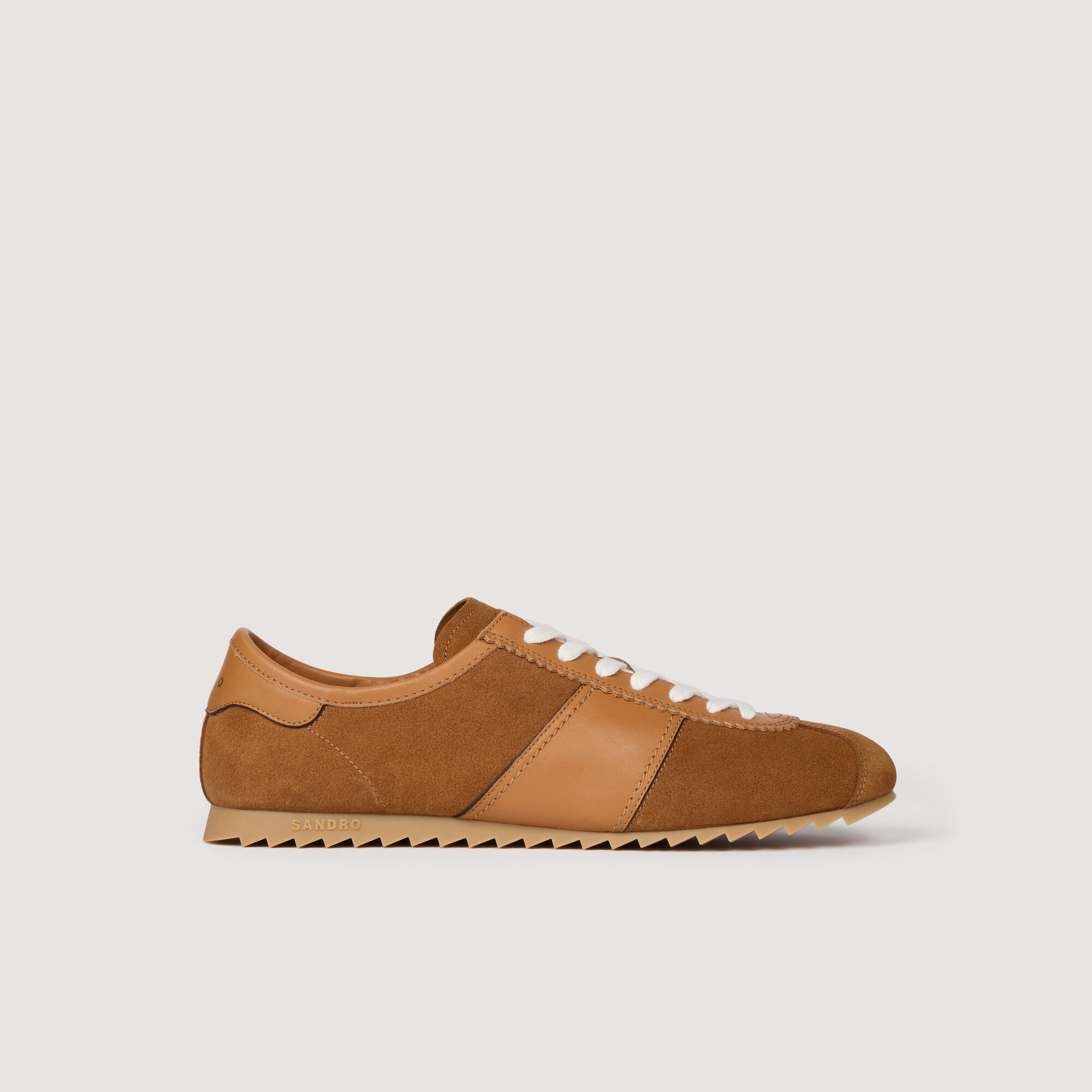 Leather and suede low-top trainers