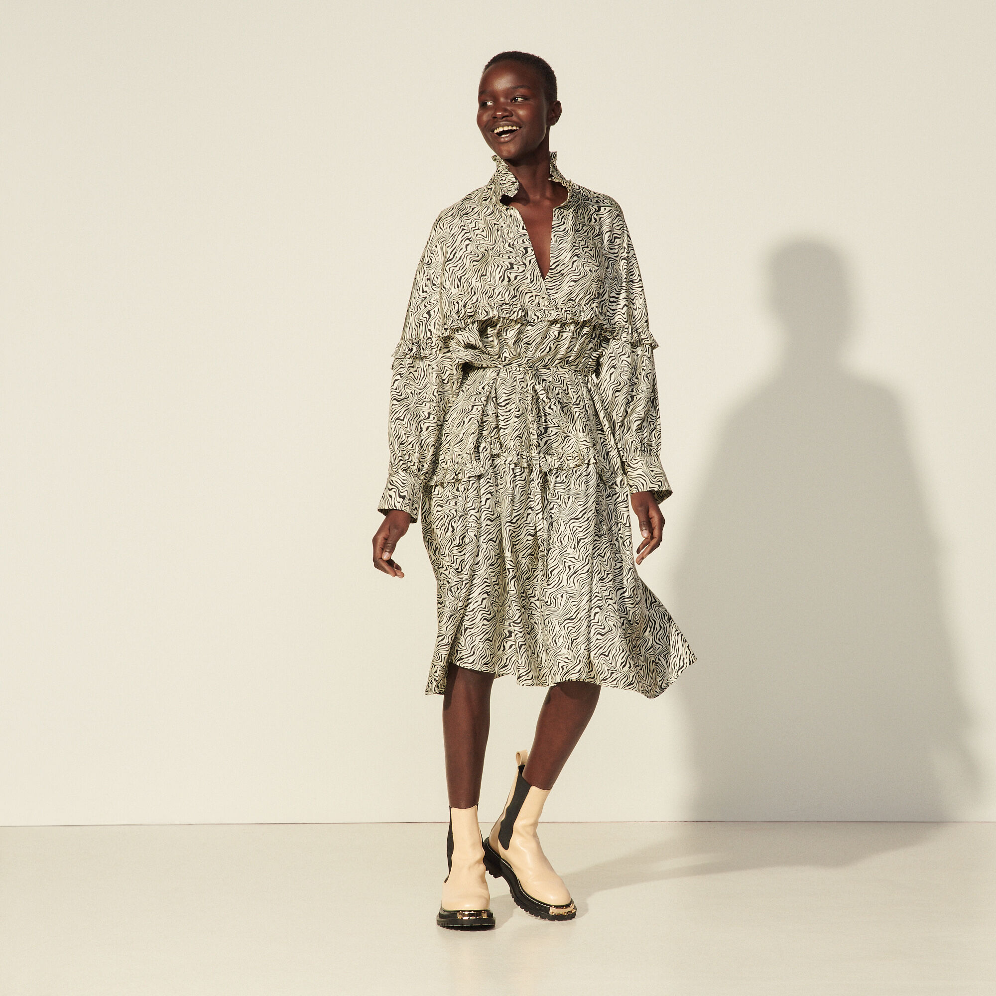 Printed silk frocks hot sale