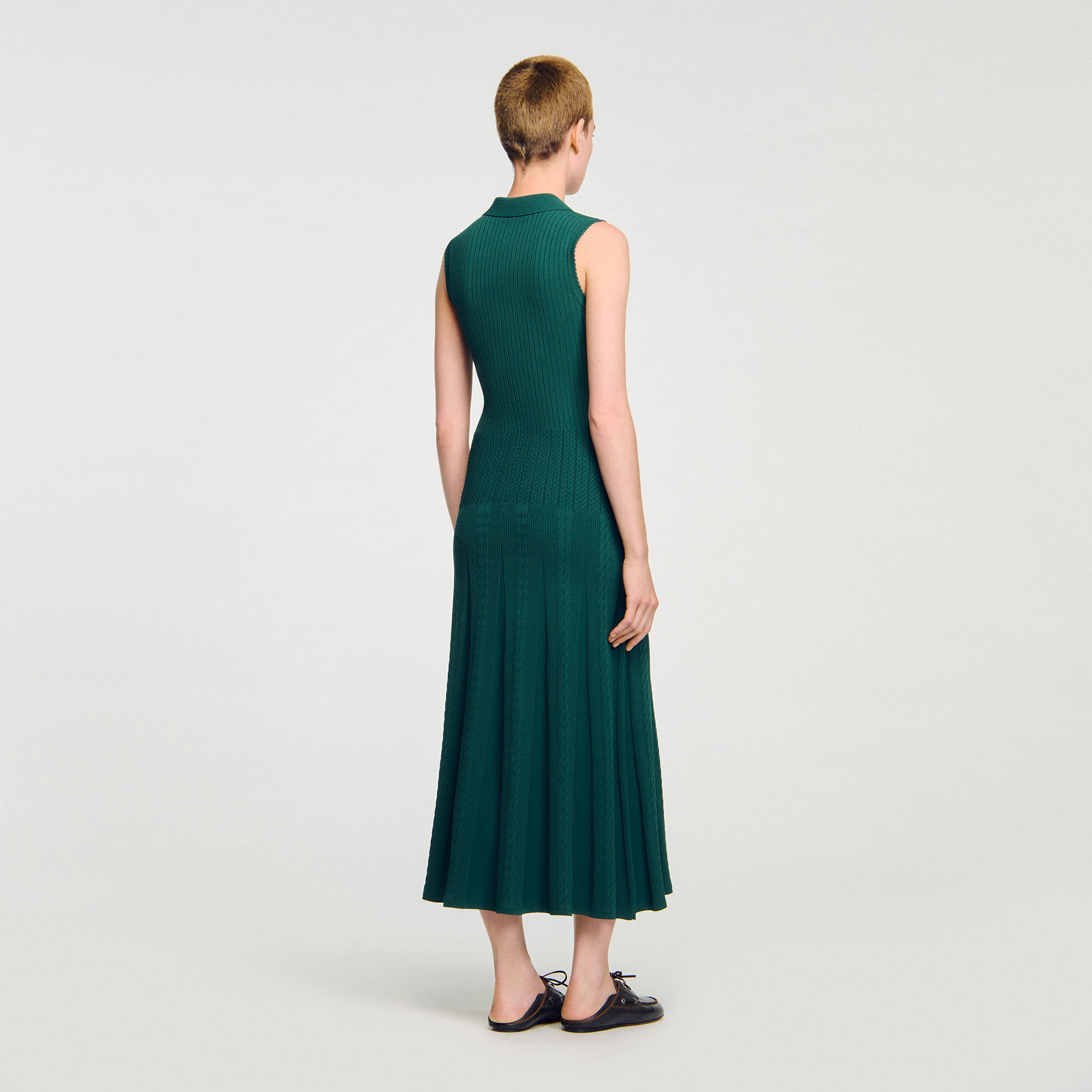 Knit dress with polo neck