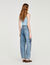 Palm-embroidered wide barrel jeans