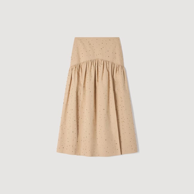 Long rhinestone cotton skirt