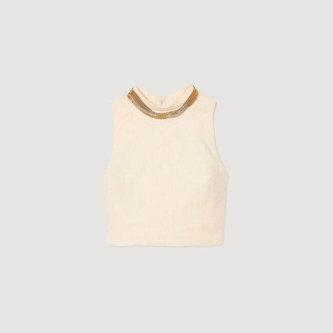 Knit crop top with necklace