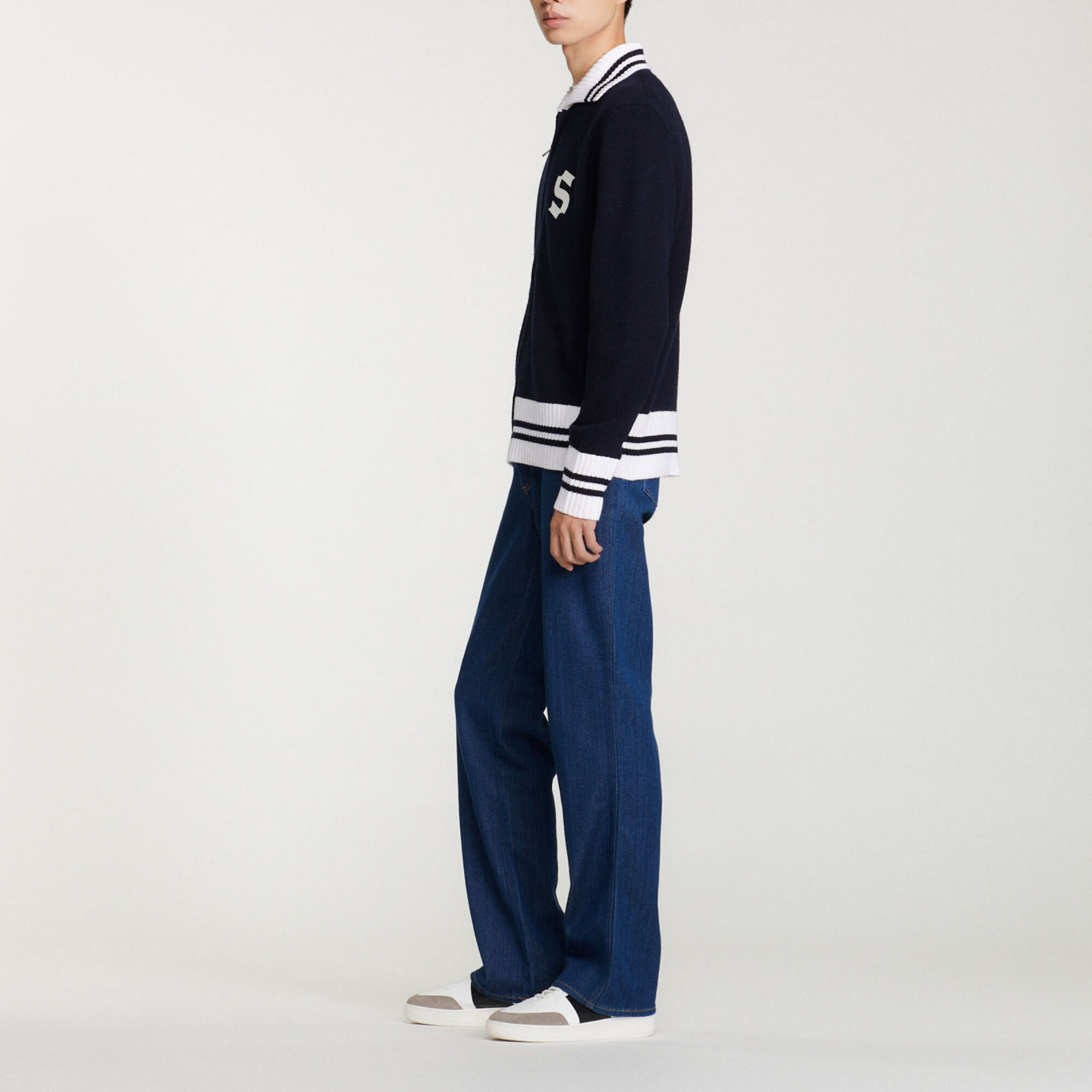 Two-tone knitted cardigan