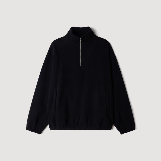 Zipped standing collar sweatshirt