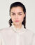 Silk shirt with gathered collar