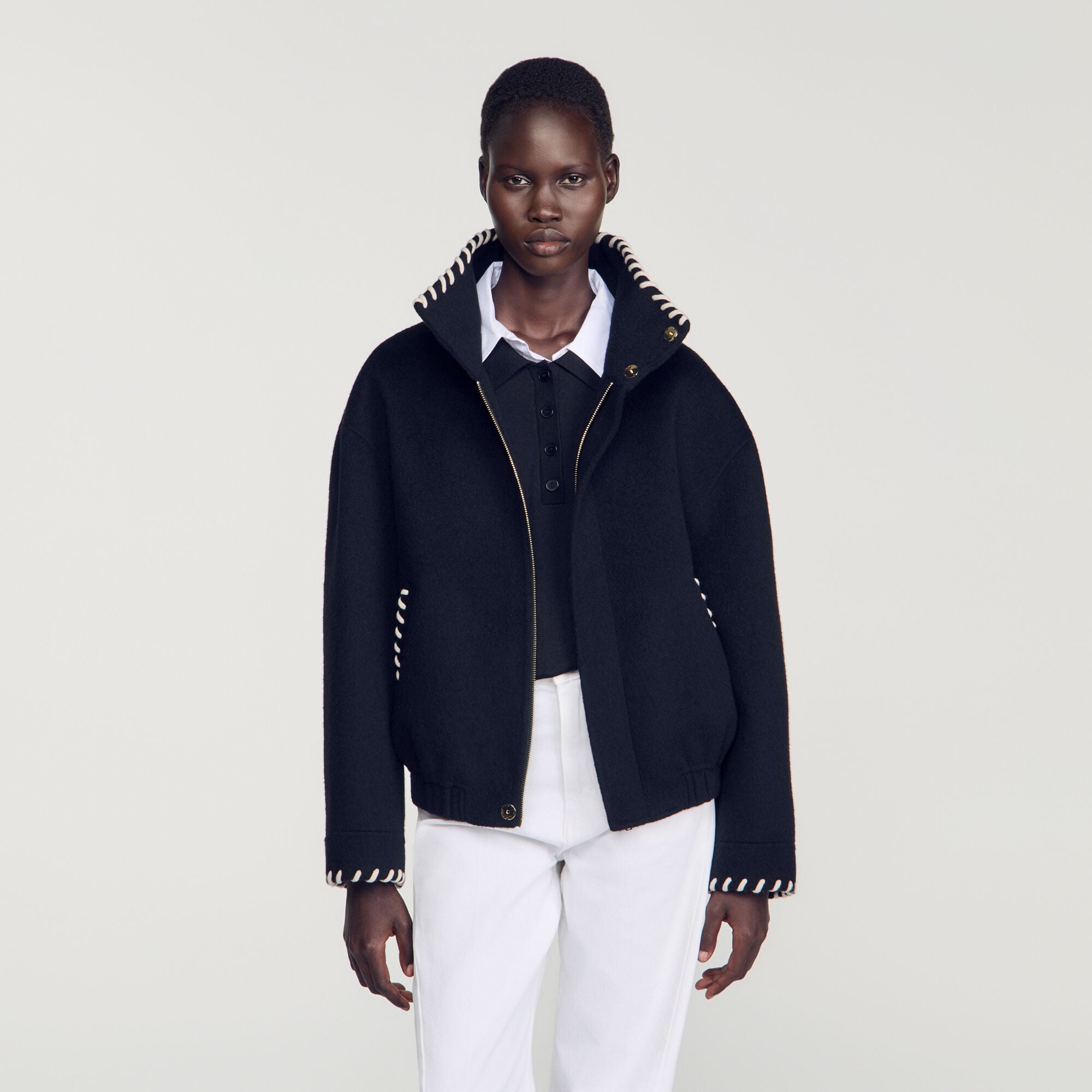 Jacket with topstitched details - Women | Sandro