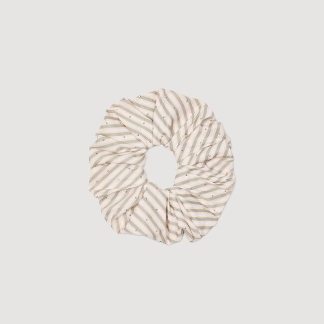 Rhinestone striped scrunchie