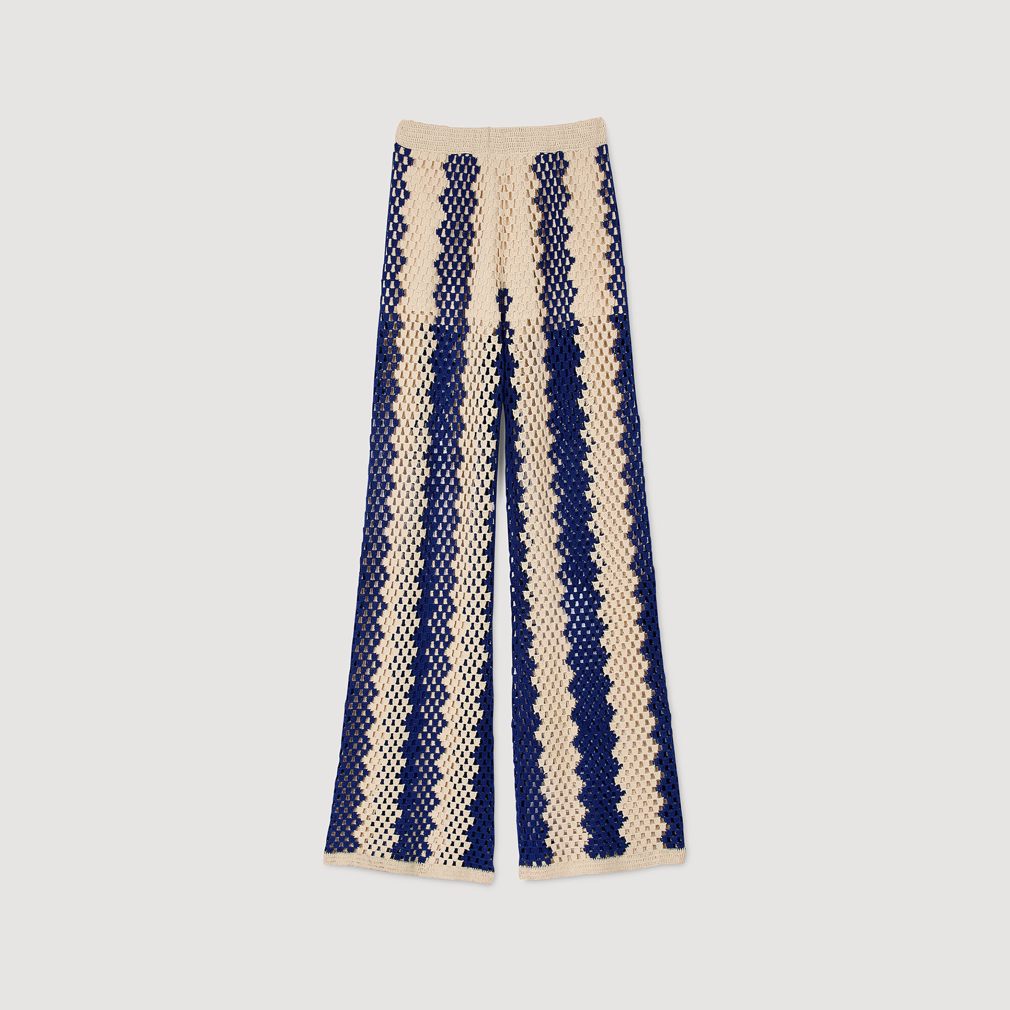Two-tone open weave trousers