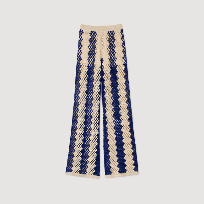 Two-tone open weave trousers