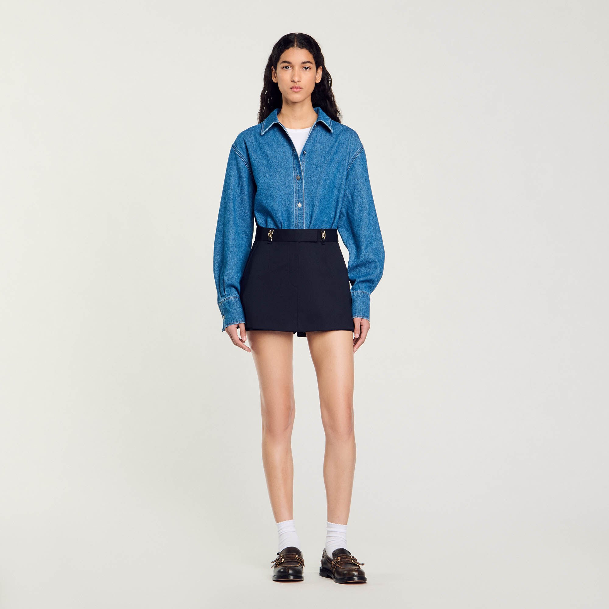 Skort with decorative belt loops
