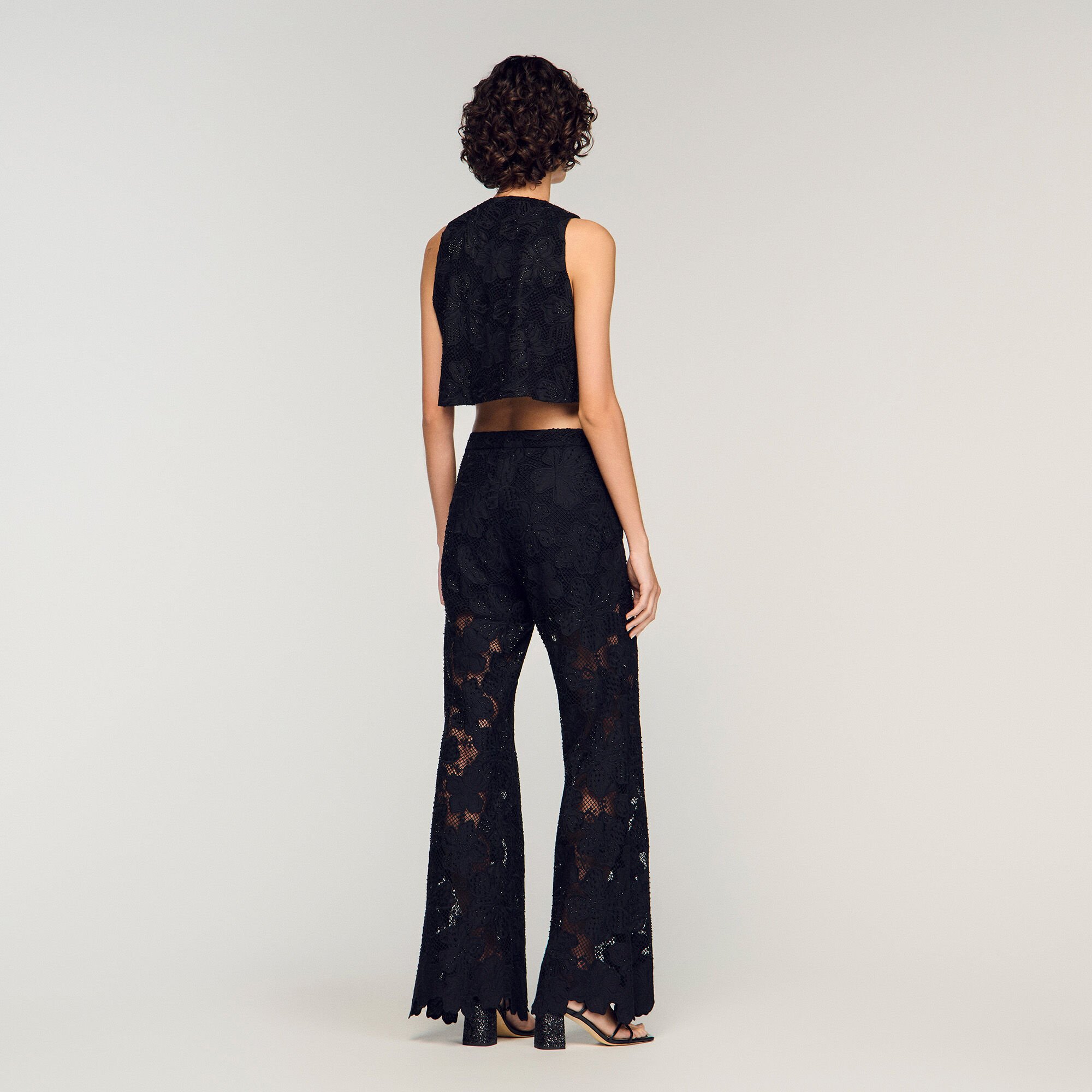 Guipure lace trousers