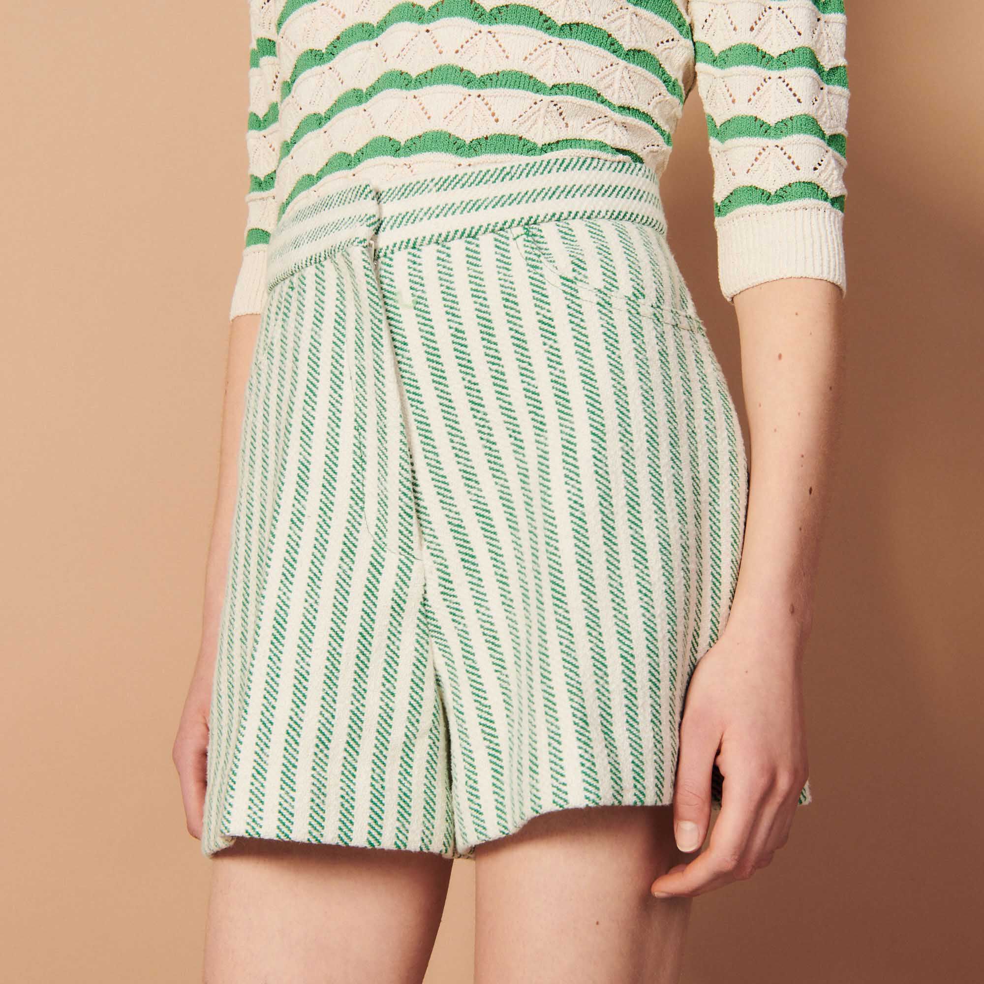 Wide striped shorts