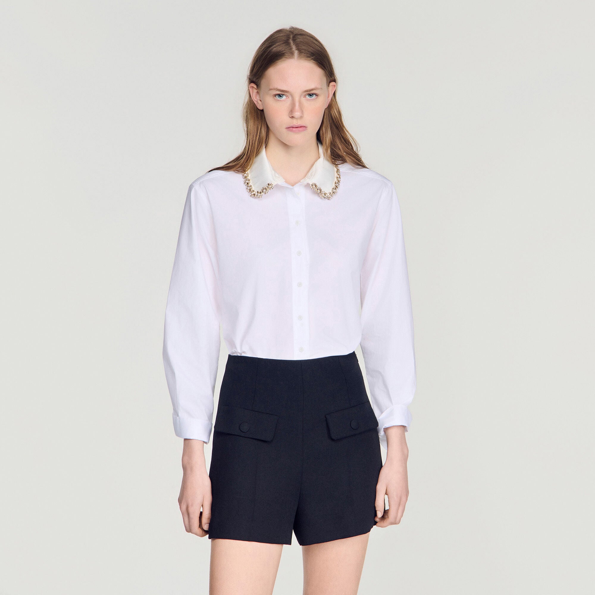 Jewel collar shirt