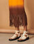 Midi skirt with tie-dye fringing