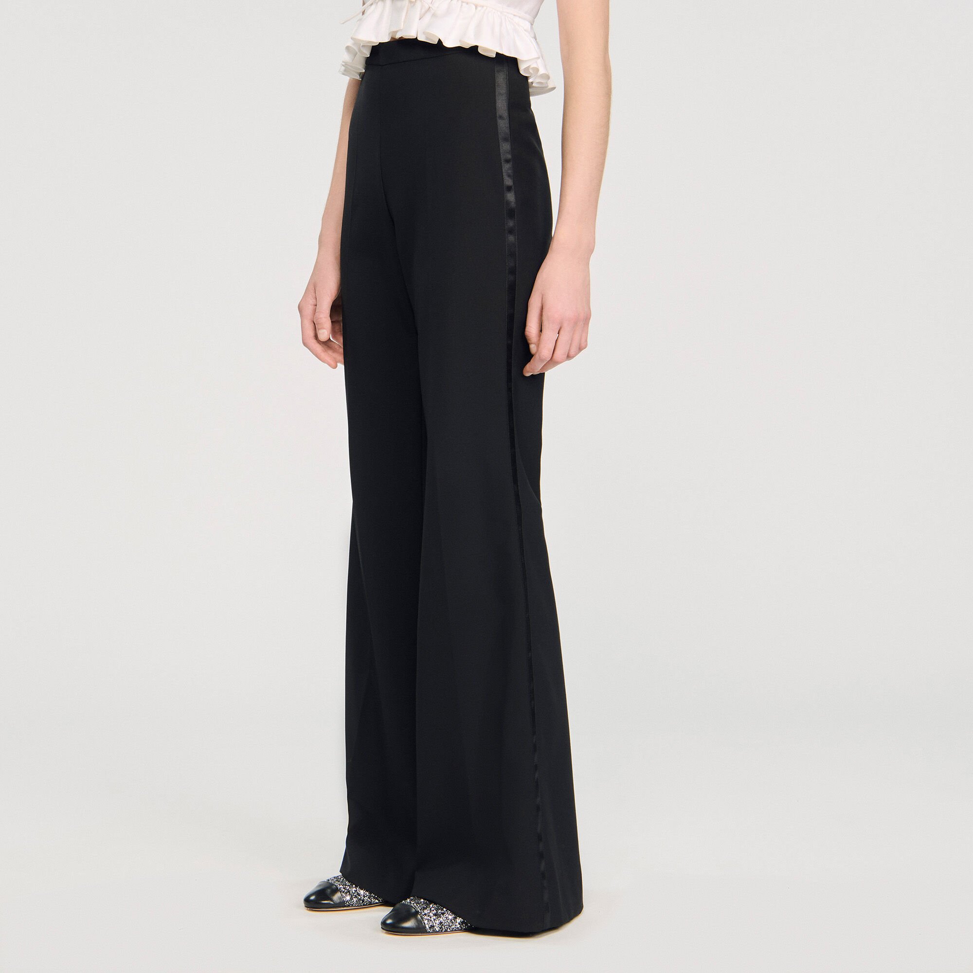 Satin stripe suit trousers