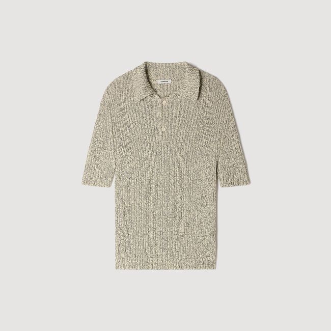 Marl cotton knit polo shirt
