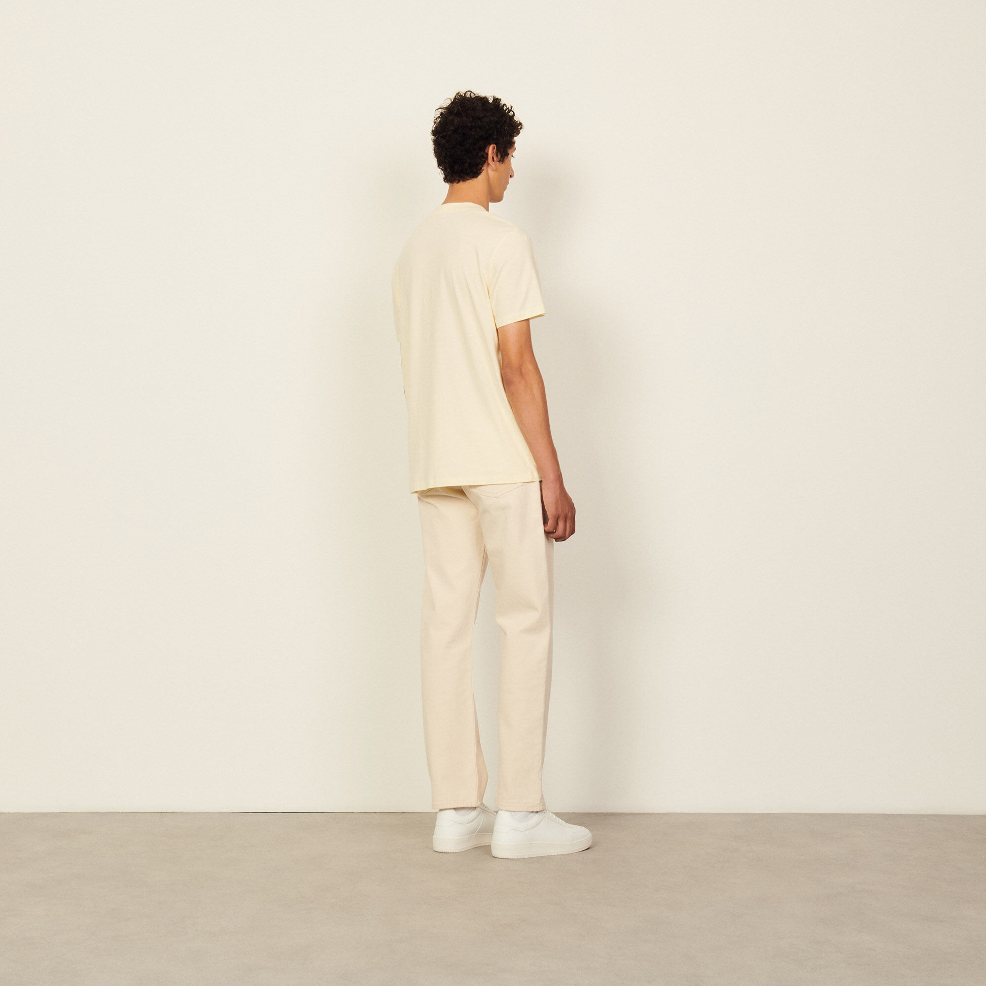Cotton T-shirt with imagery white / beige for Men | Sandro Paris