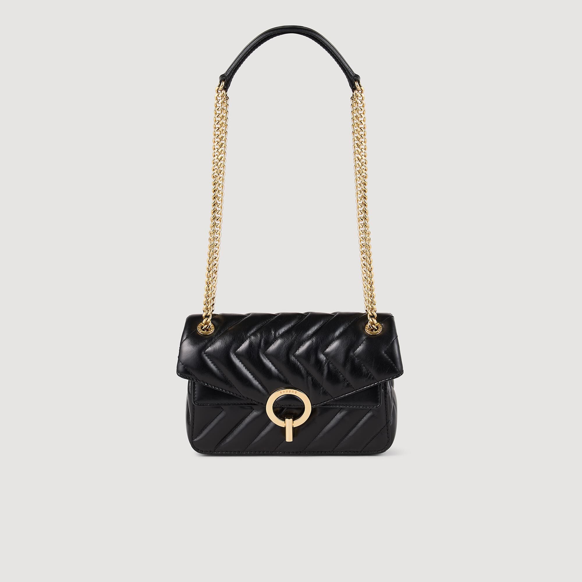 Yza small plain leather bag black gray For Women Sandro Paris