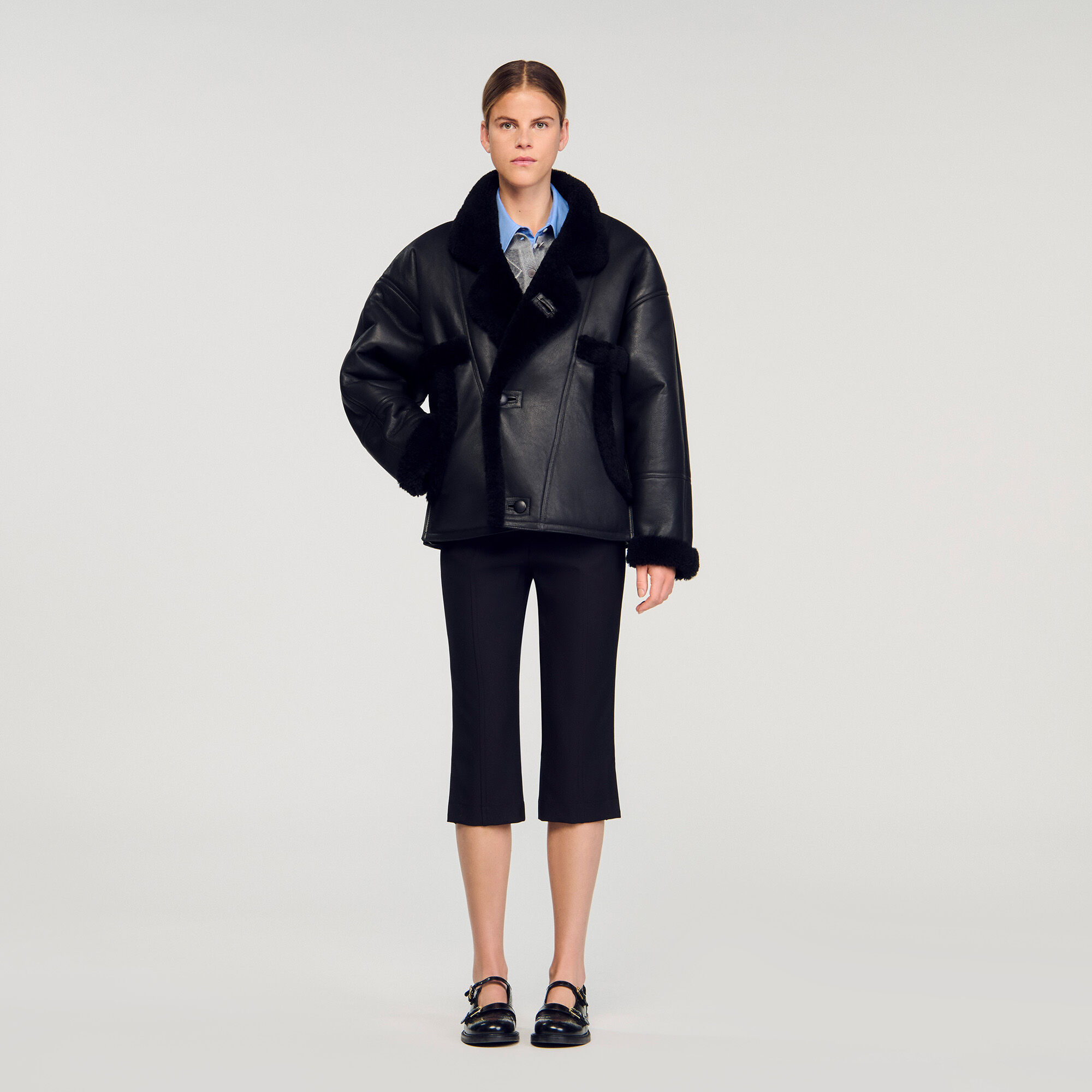 Short shearling coat