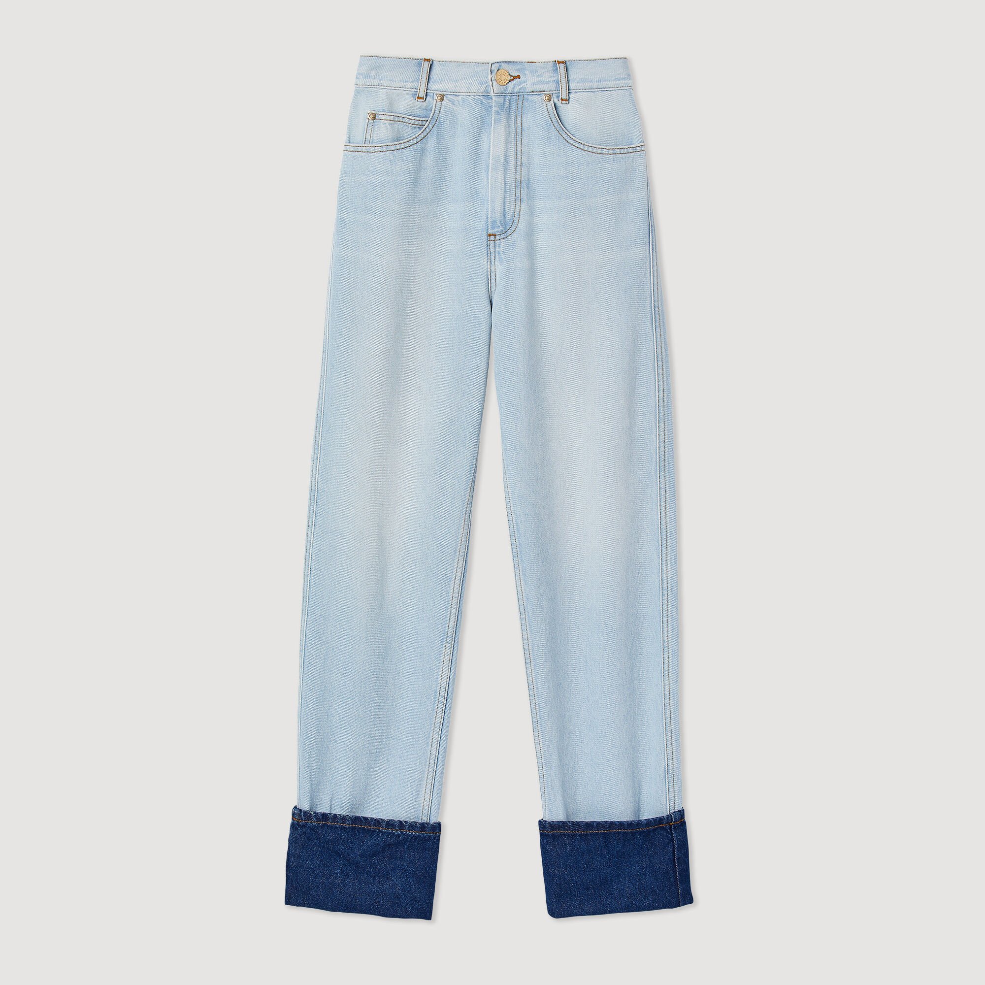 Faded jeans with contrasting cuffs