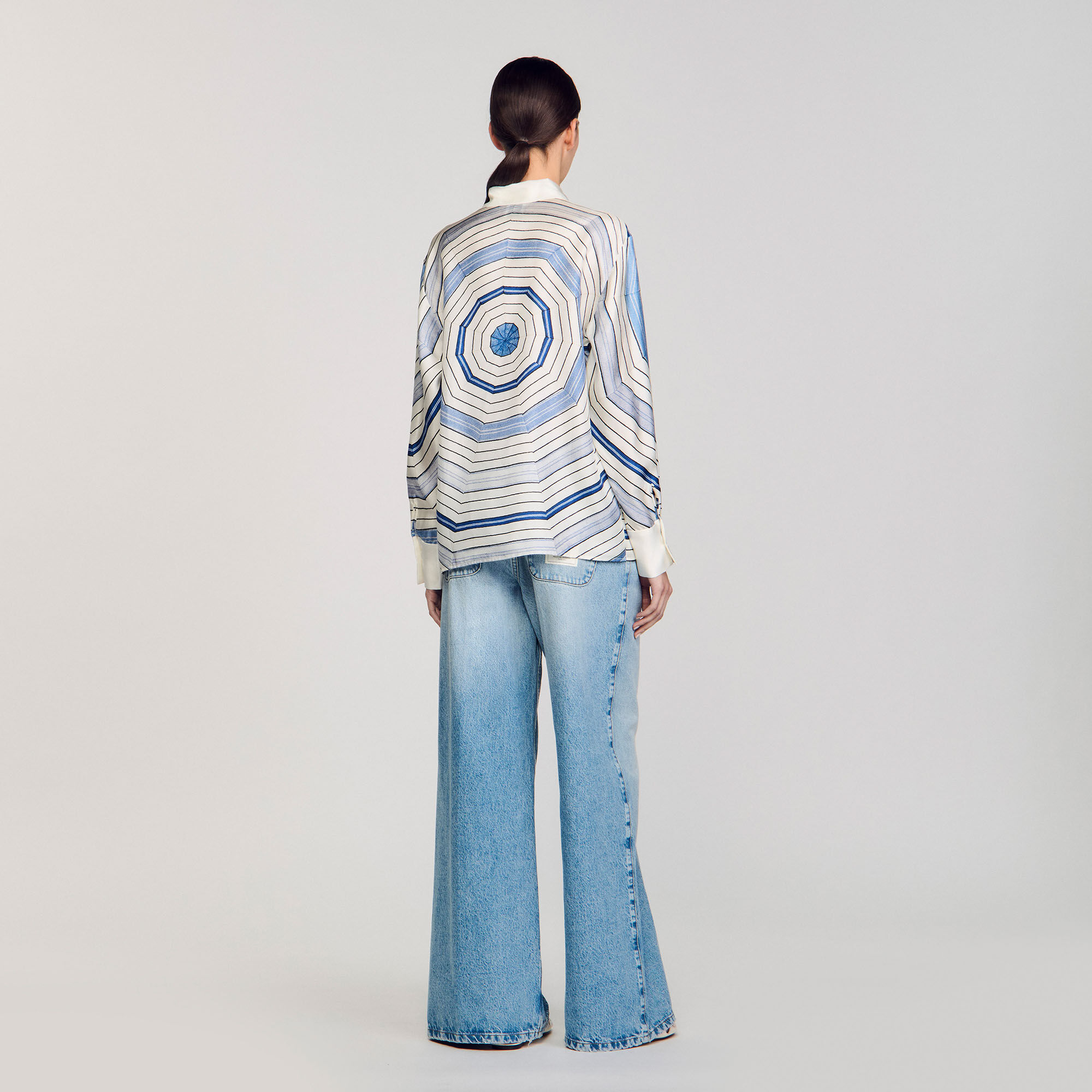Spiral-motif silk shirt