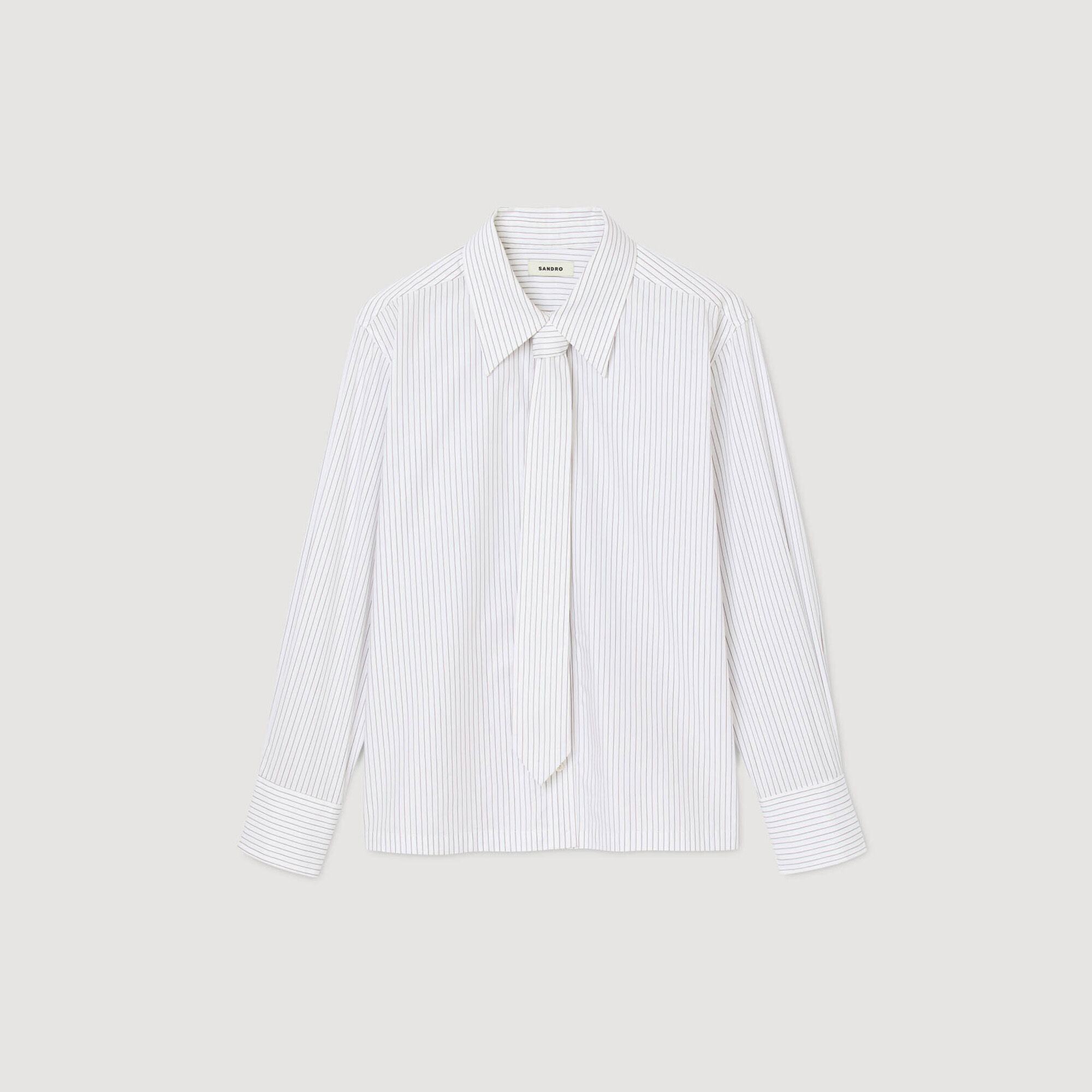 Striped shirt with detachable tie