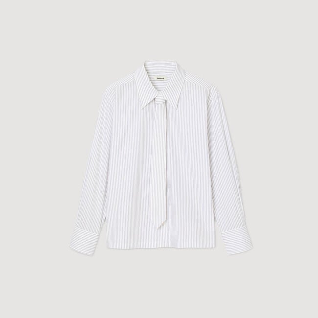 Striped shirt with detachable tie