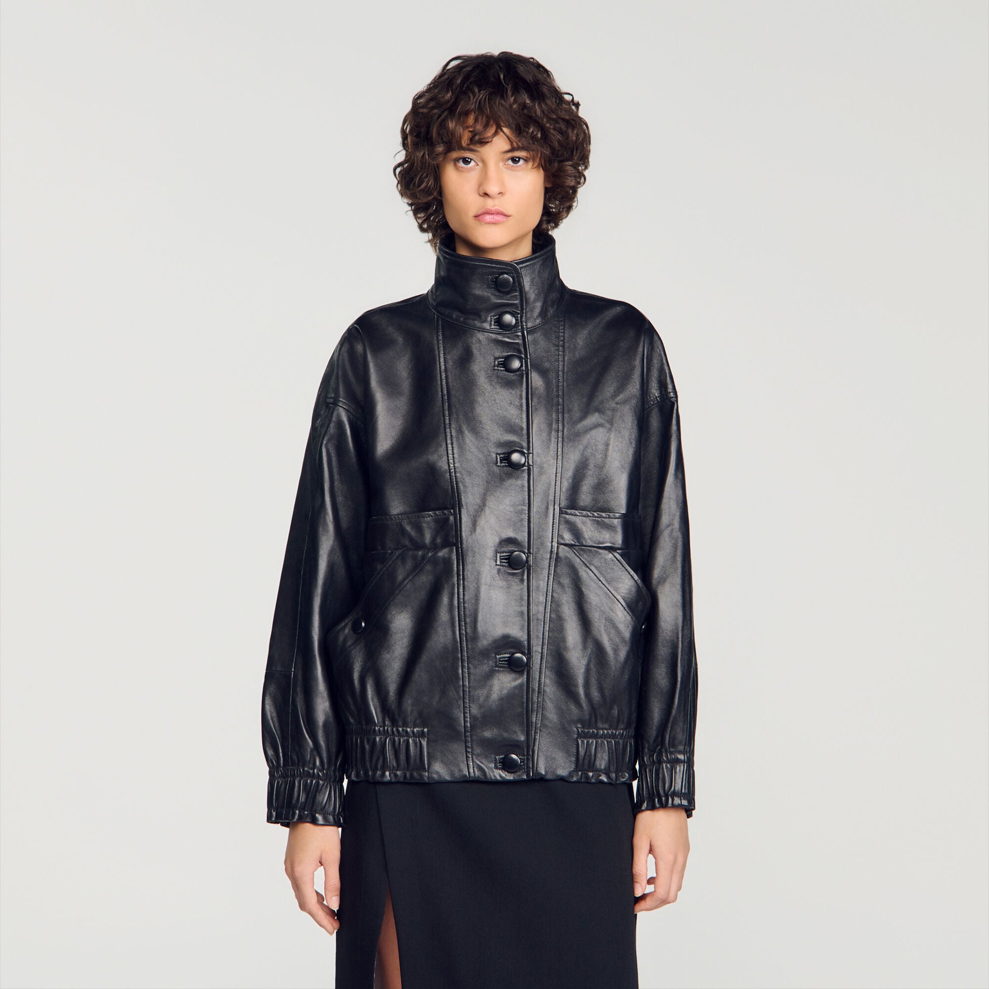 Oversized leather jacket