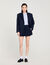 Cropped shirt with jewel trim collar